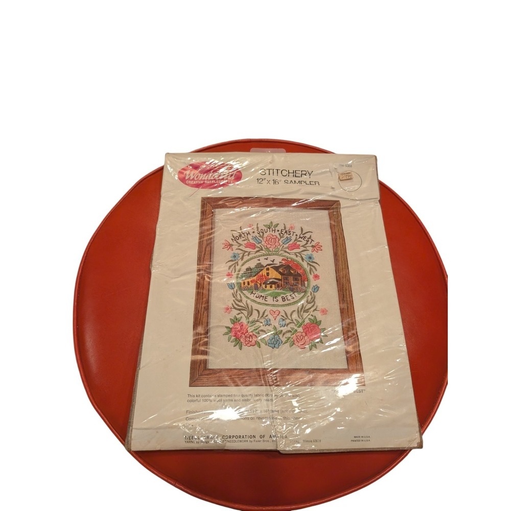 Wonderart Stitchery Home Is Best Embroidery Kit No. 5068, 12x16 Sampler Flowers